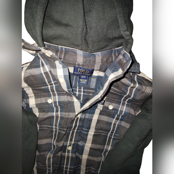 NWT Ralph Lauren Boys hooded plaid button down shirt jacket. - Picture 3 of 8